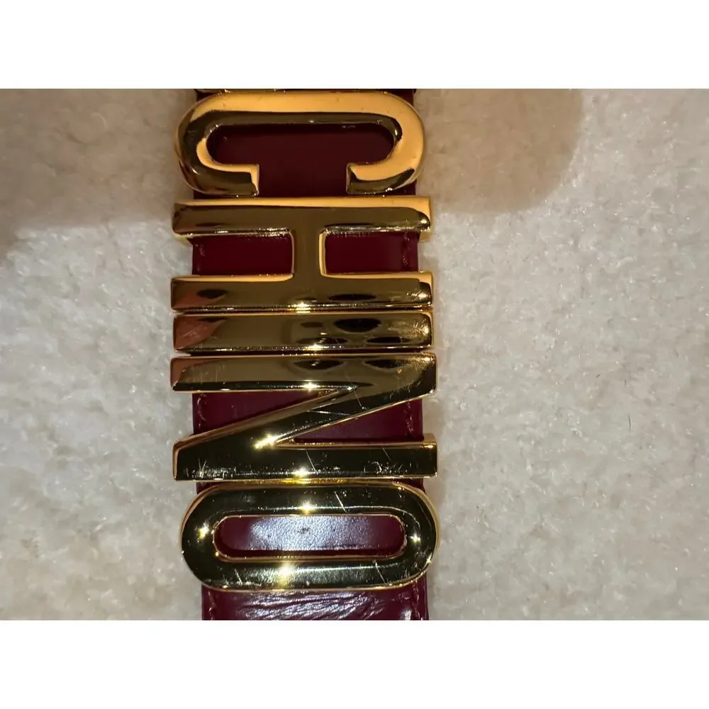MOSCHINO Logo Calfskin Magenta Violet Belt